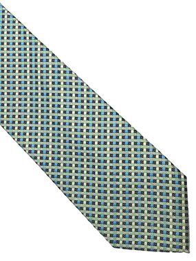 Giorgio Brutini Blue Green Gray Striped Plaid Polyester Tie Necktie 3.5 x 58